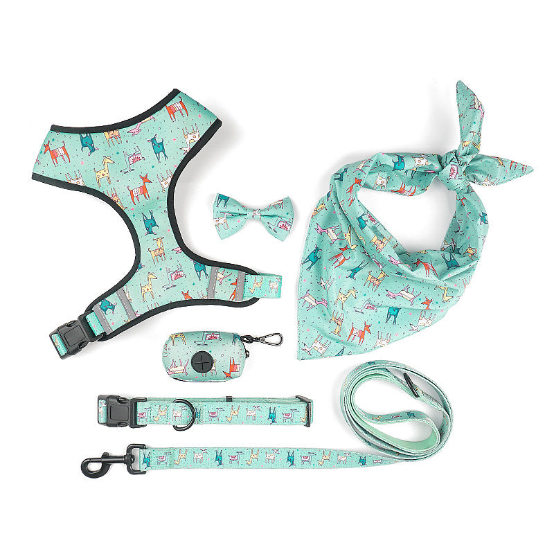 Pet Bow Design Harness With Leash Set