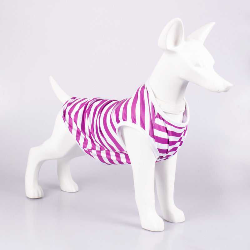 Striped Crew Neck Pet Tank Top T-Shirt