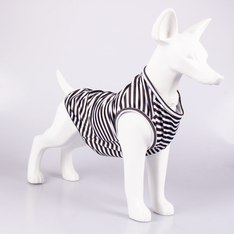 Striped Crew Neck Pet Tank Top T-Shirt