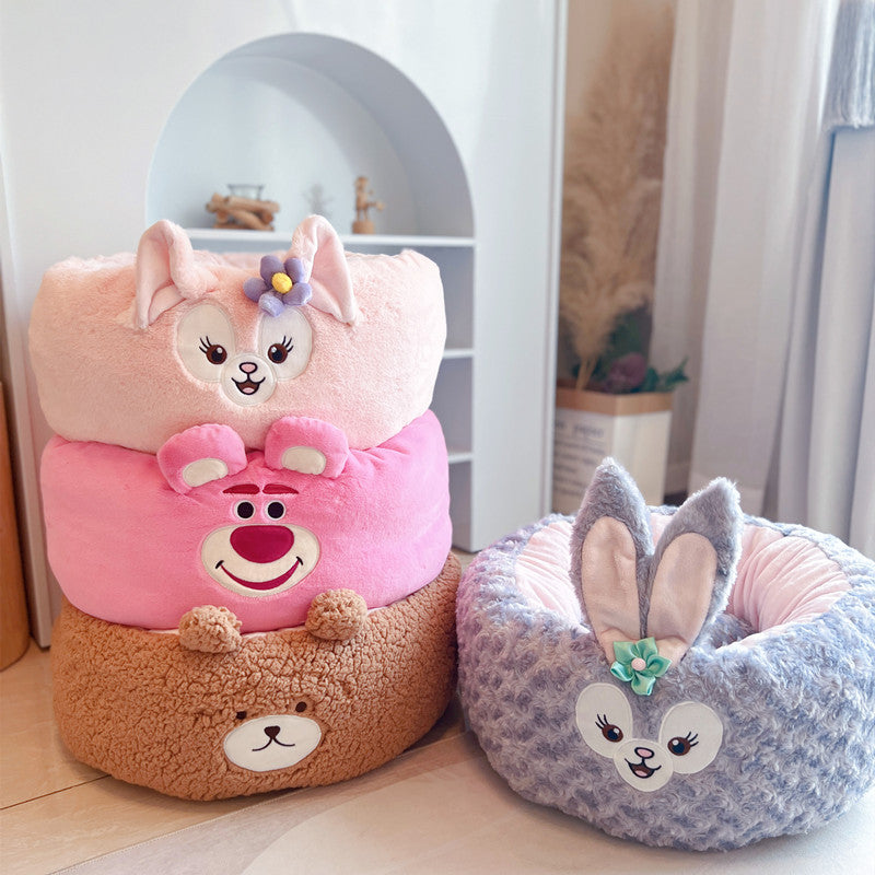Pet Cartoon Plush Round Four Seasons Universal Nest Bed