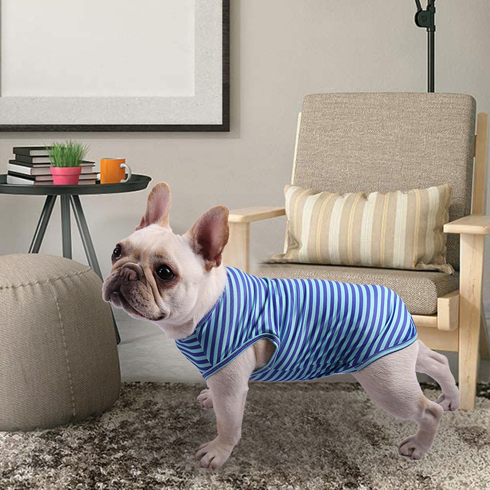 Striped Crew Neck Pet Tank Top T-Shirt