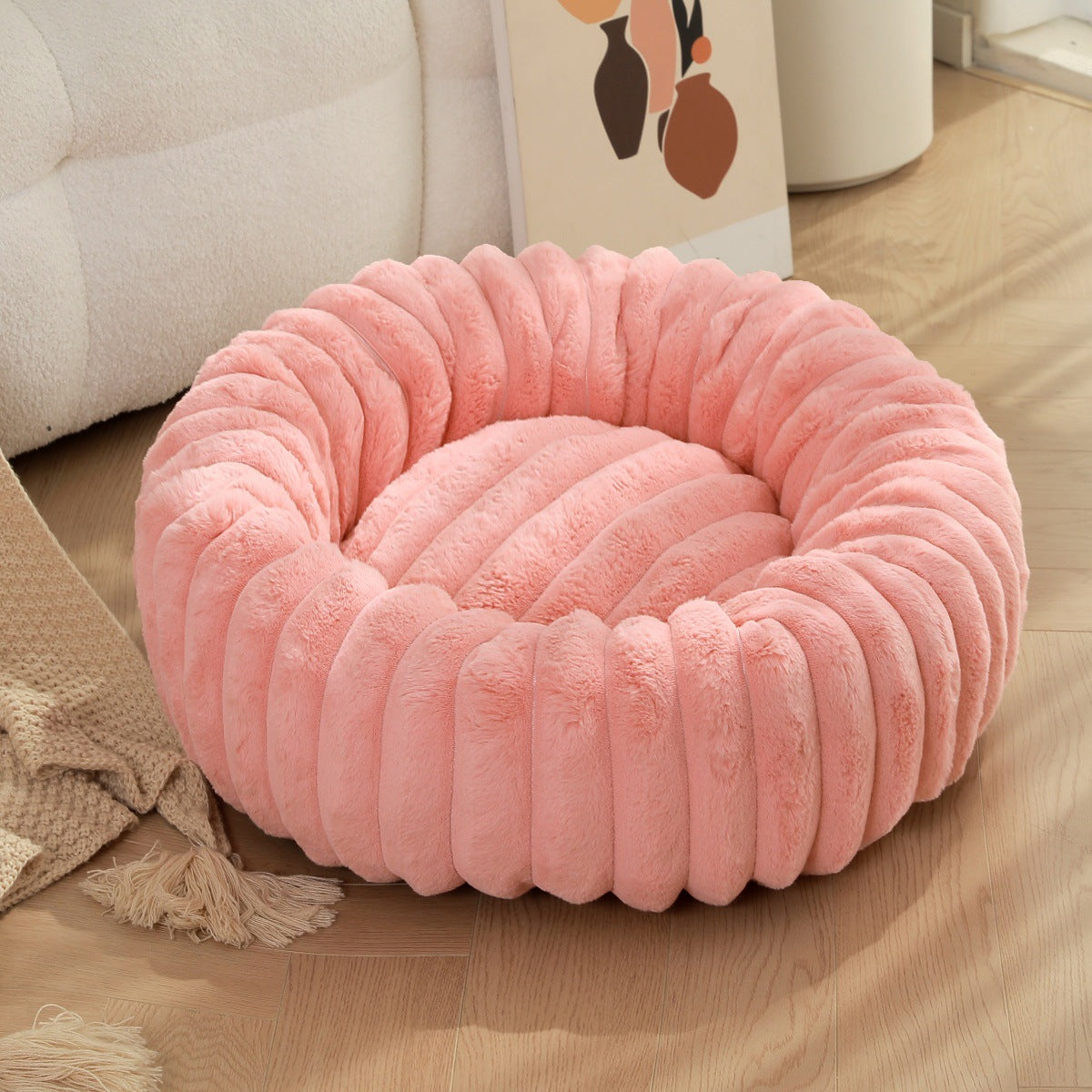 Pet Plush Round Winter Warm Sleeping Nest Bed