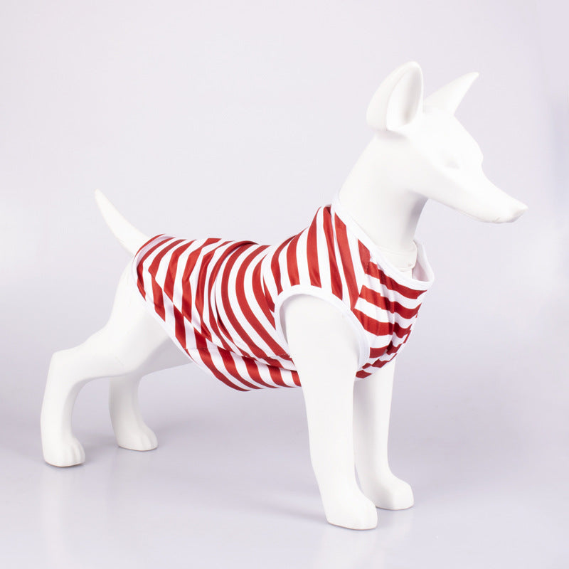 Striped Crew Neck Pet Tank Top T-Shirt