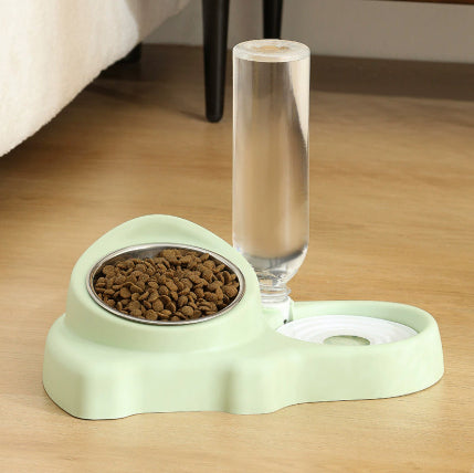 Pet Multifunctional Feeding Bowl Stainless Steel Set Premium Gray