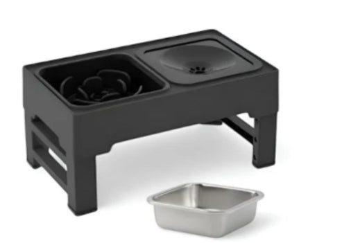 Adjustable Height Pet Double Stainless Feeding Bowl Stand