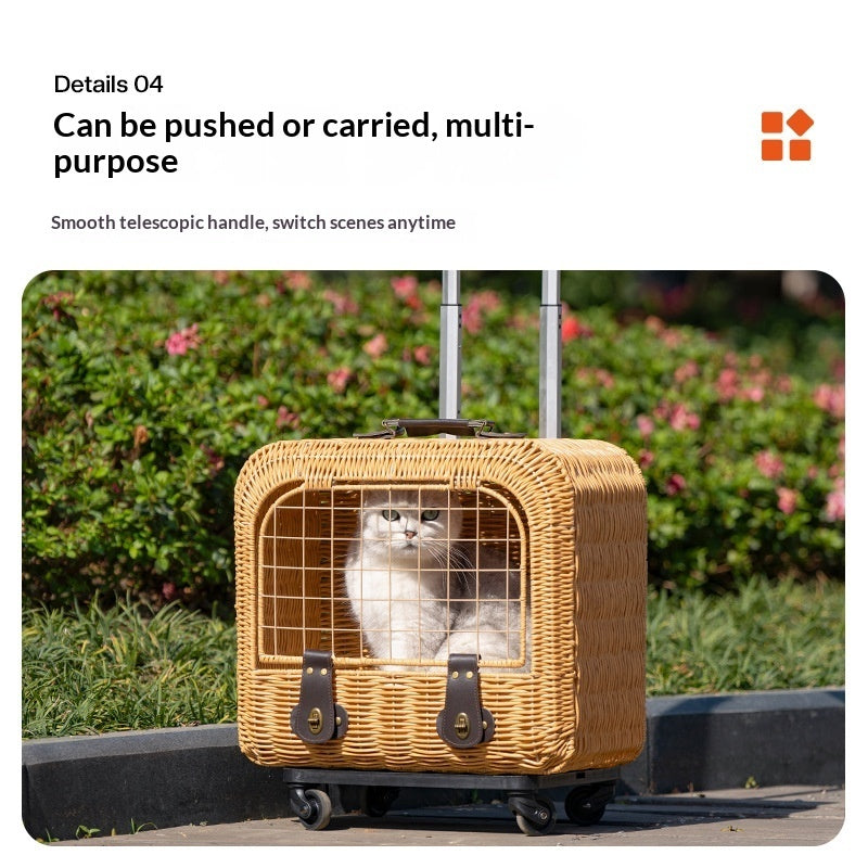 Portable Woven Pet Carrier With Ventilation And Handle