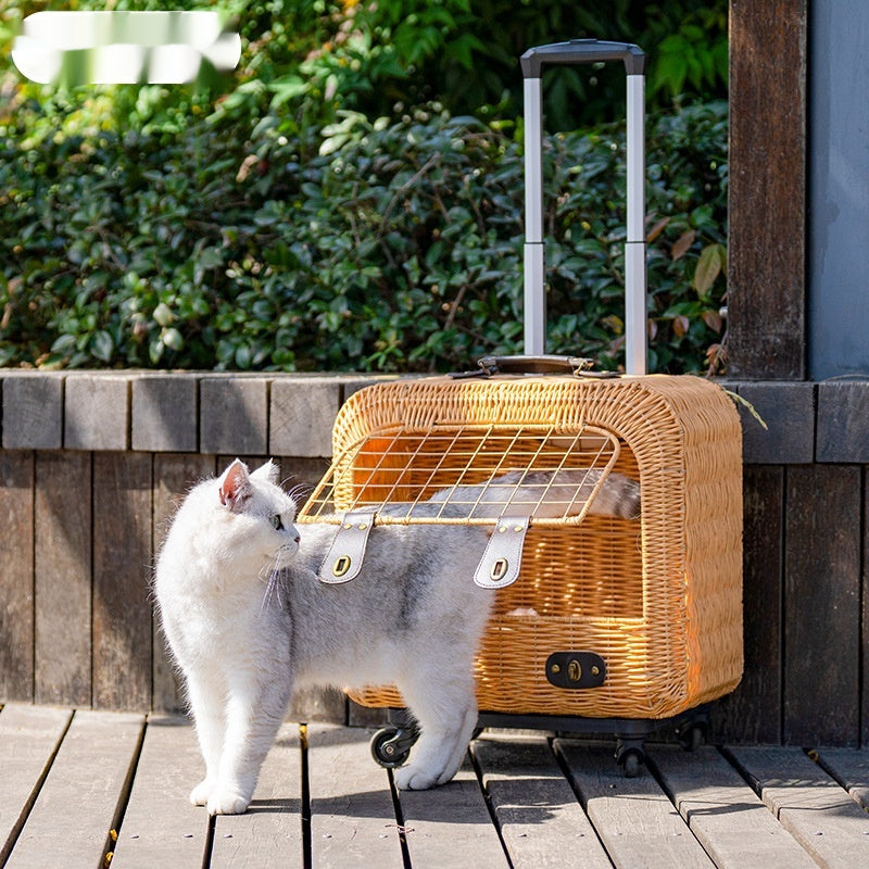 Portable Woven Pet Carrier With Ventilation And Handle