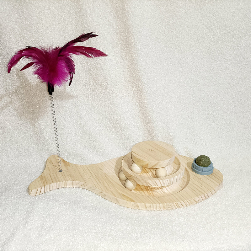 Solid Wood Pet Turntable Bite-Resistant Interactive Toy