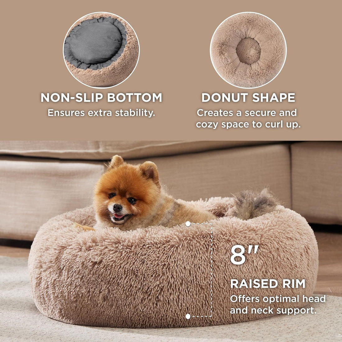 Pet Solid Color Non-Slip Round Plush Bed