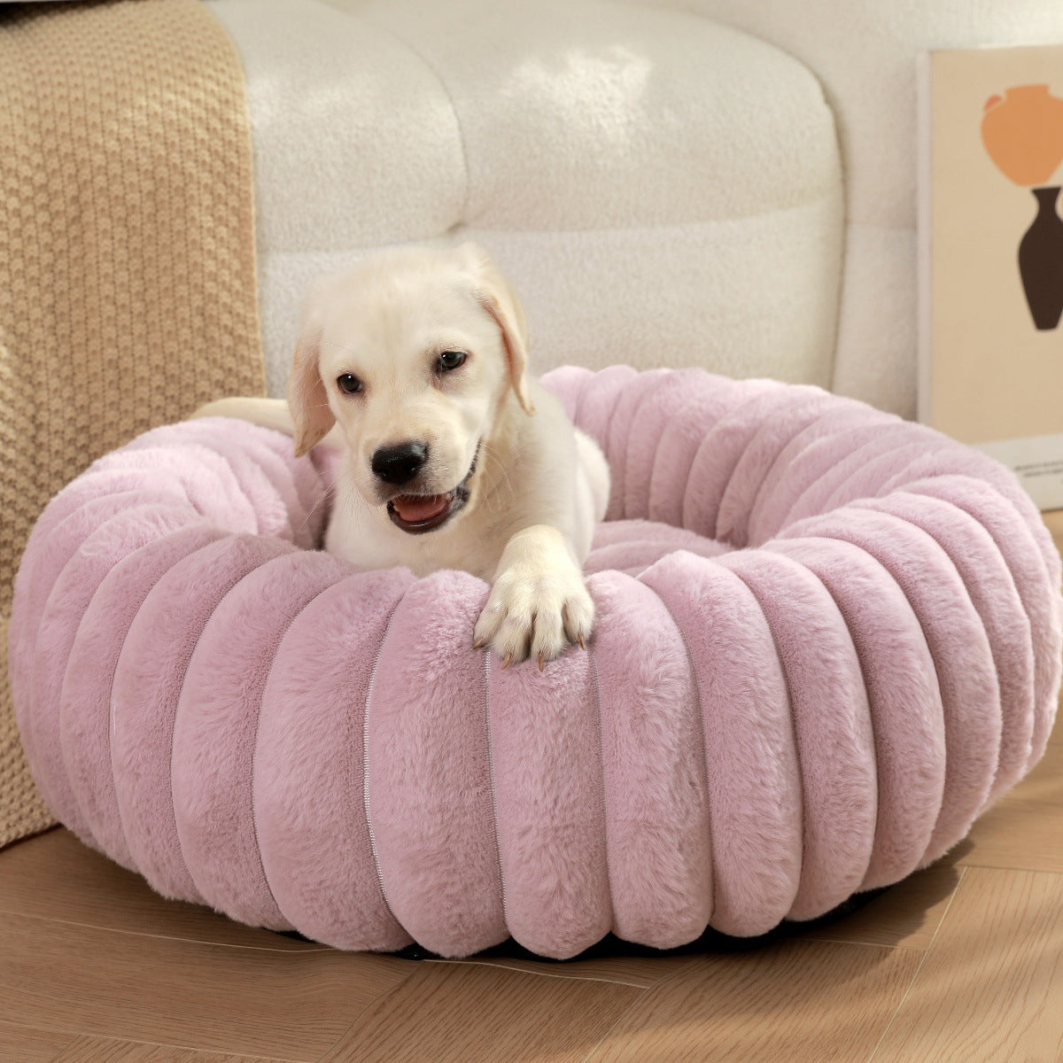 Pet Plush Round Winter Warm Sleeping Nest Bed