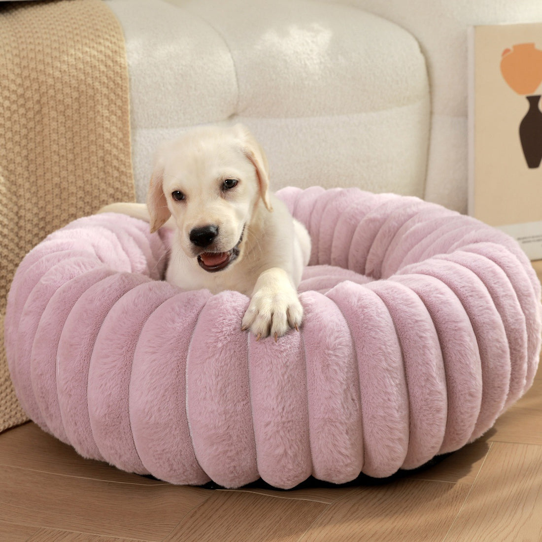 Pet Plush Round Winter Warm Sleeping Nest Bed