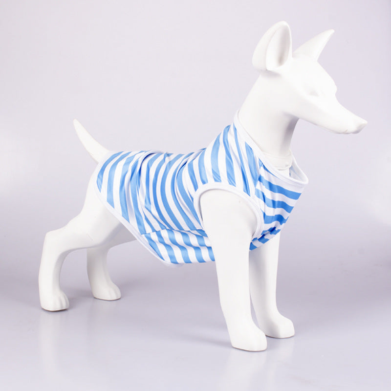 Striped Crew Neck Pet Tank Top T-Shirt