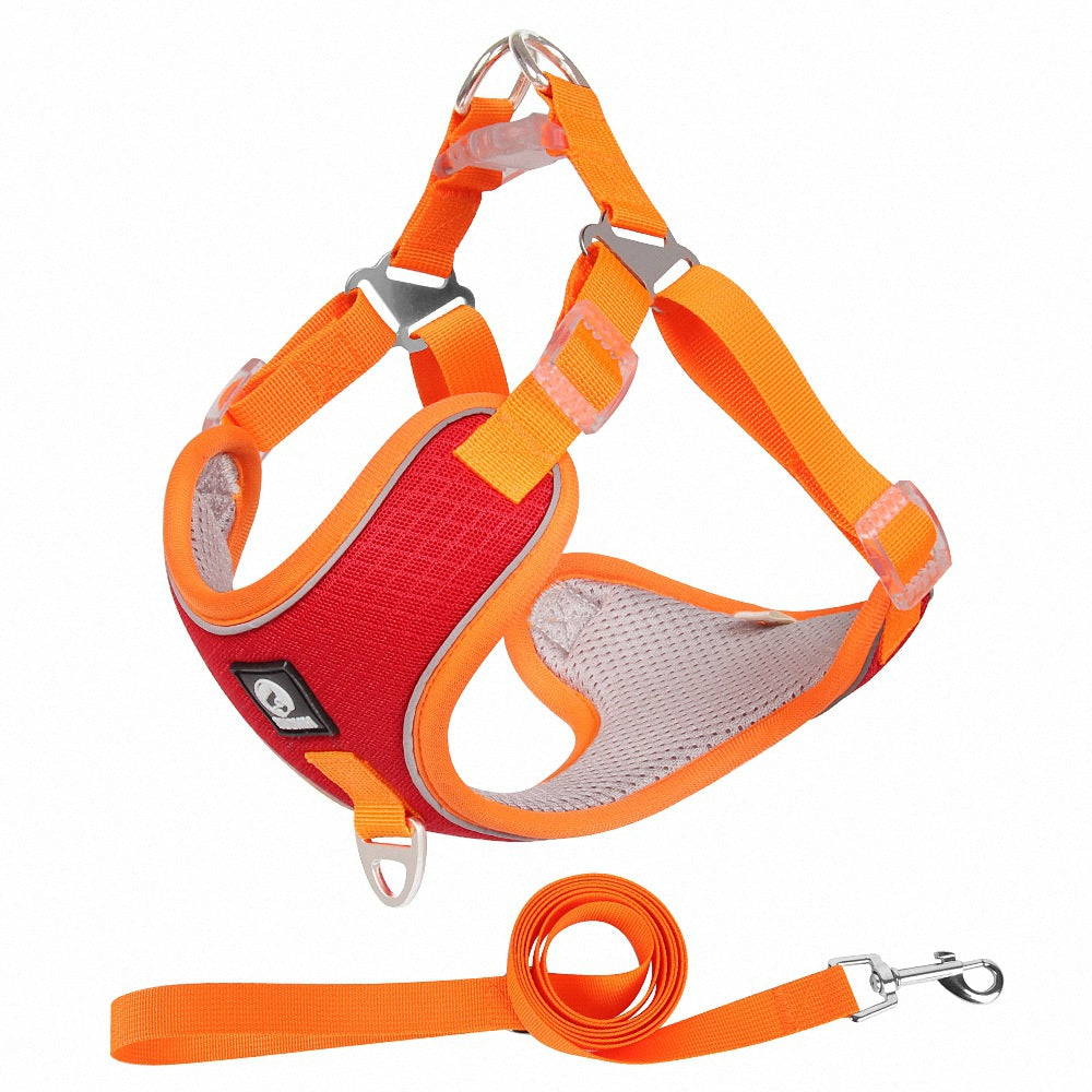 Pet Breathable Adjustable Harness With Leash Set