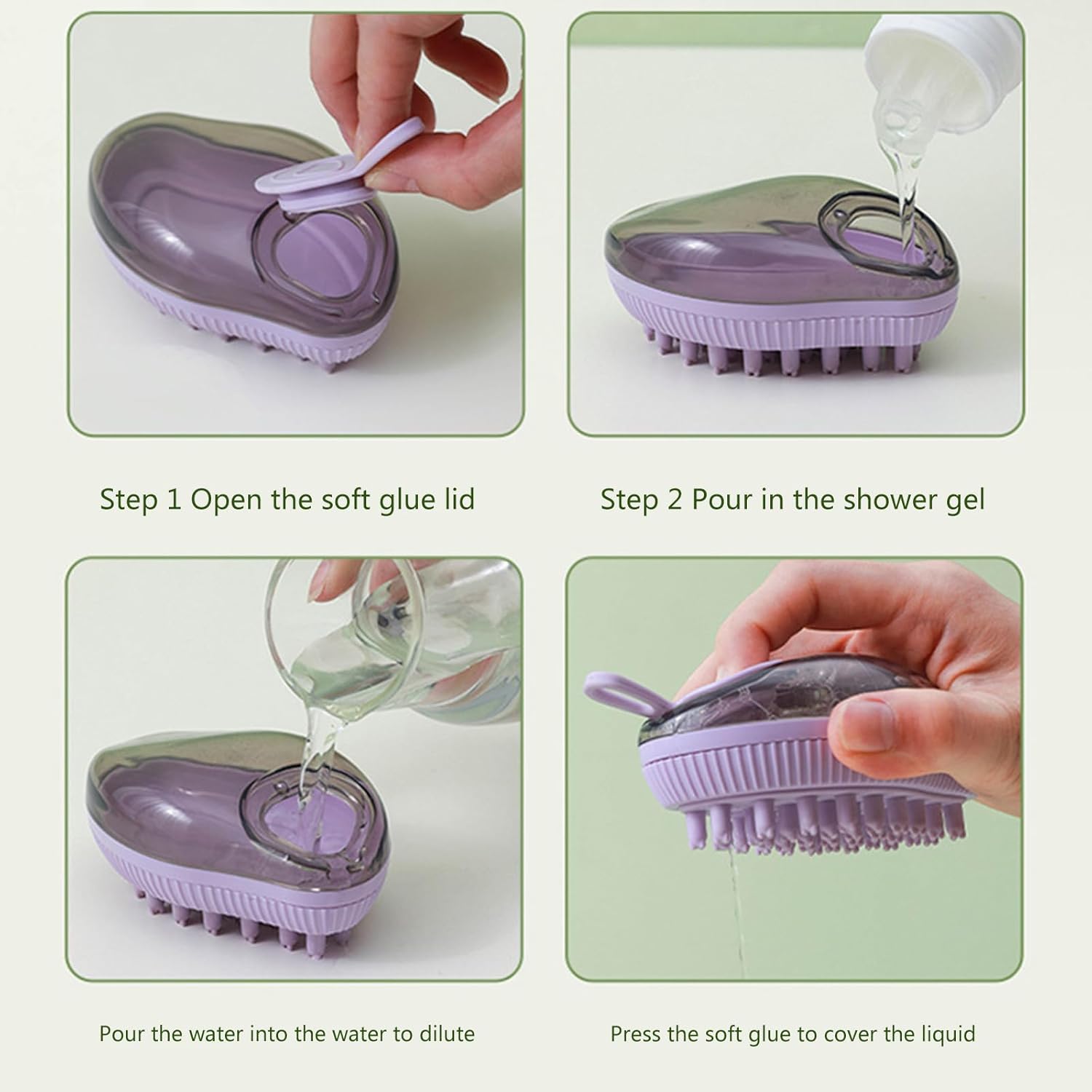 Silicone Pet Bath Brush Shampoo Dispenser Grooming Tool