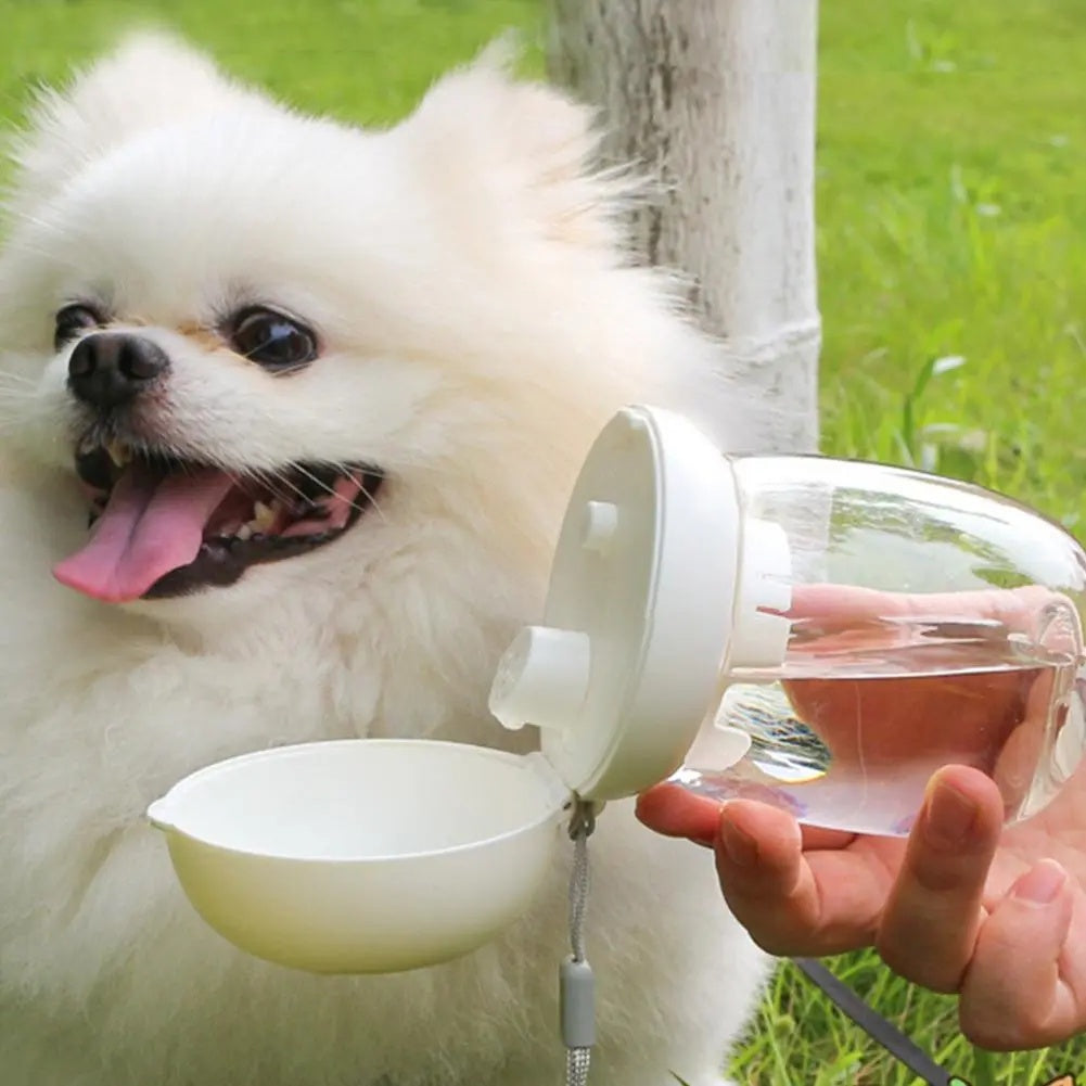 Pet Portable Water Bottle Travel Drinking Bowl Lanyard Feeder