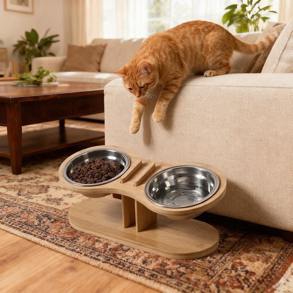 Pet Adjustable Tilted Feeding Bowl Stand Anti-Spill Holder