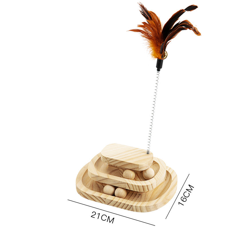 Solid Wood Pet Turntable Bite-Resistant Interactive Toy