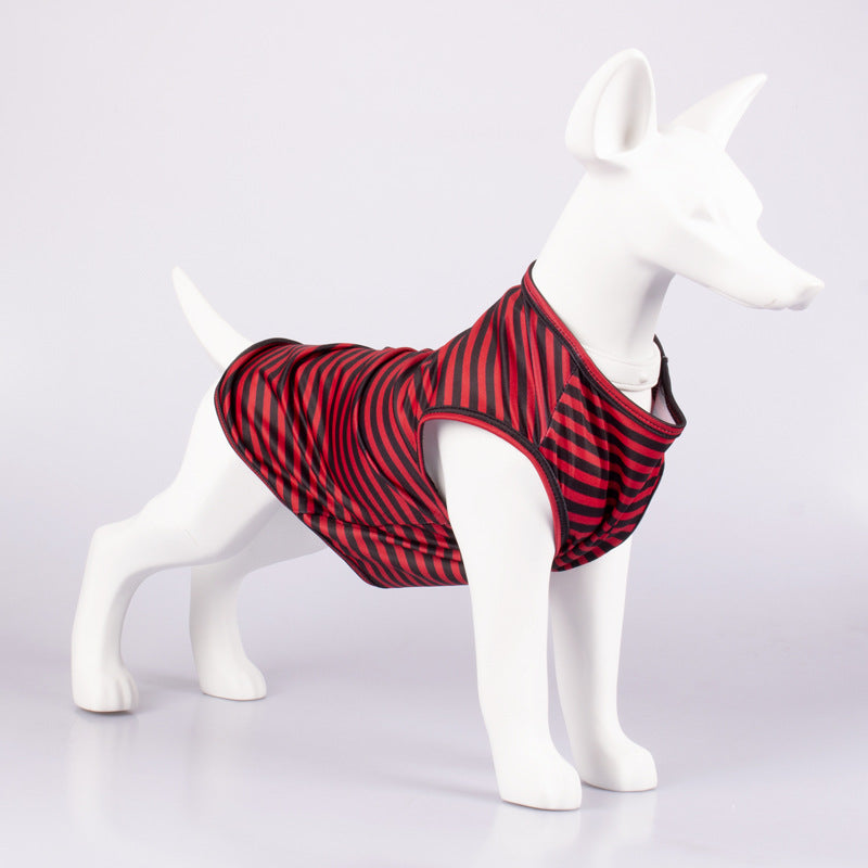 Striped Crew Neck Pet Tank Top T-Shirt