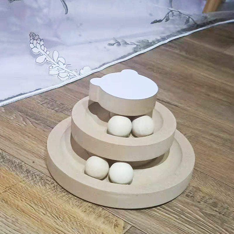 Solid Wood Pet Turntable Bite-Resistant Interactive Toy