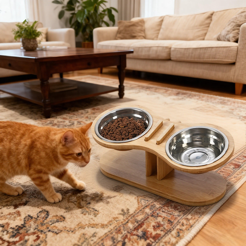 Pet Adjustable Tilted Feeding Bowl Stand Anti-Spill Holder