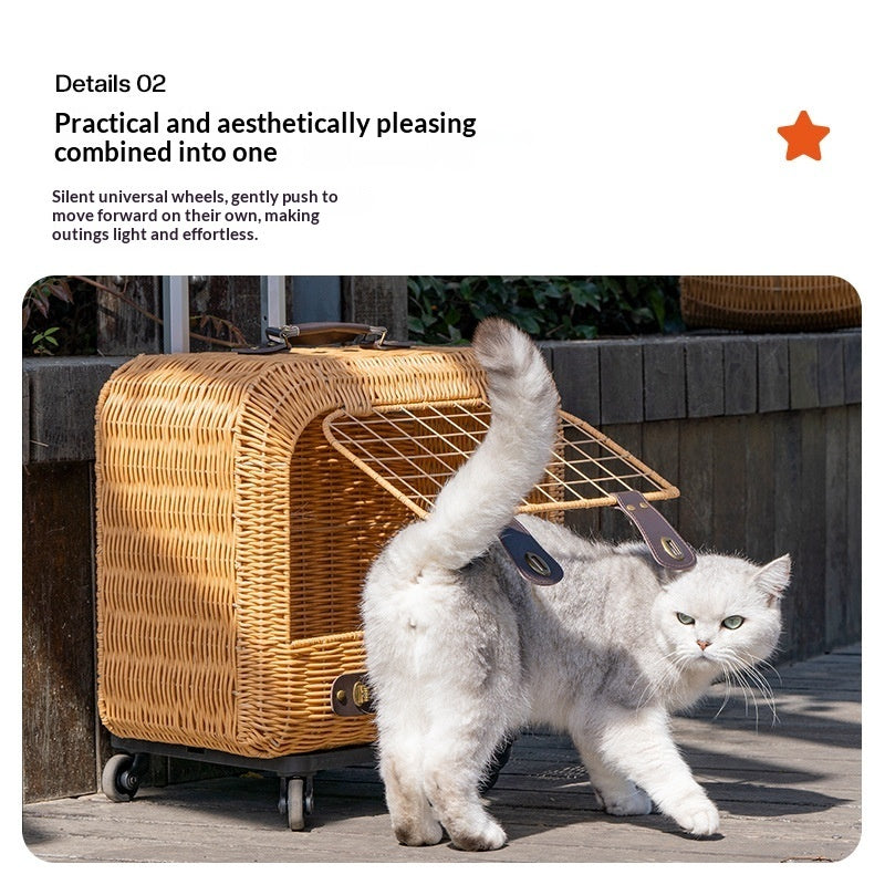 Portable Woven Pet Carrier With Ventilation And Handle