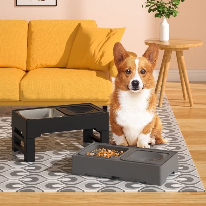 Adjustable Height Pet Double Stainless Feeding Bowl Stand