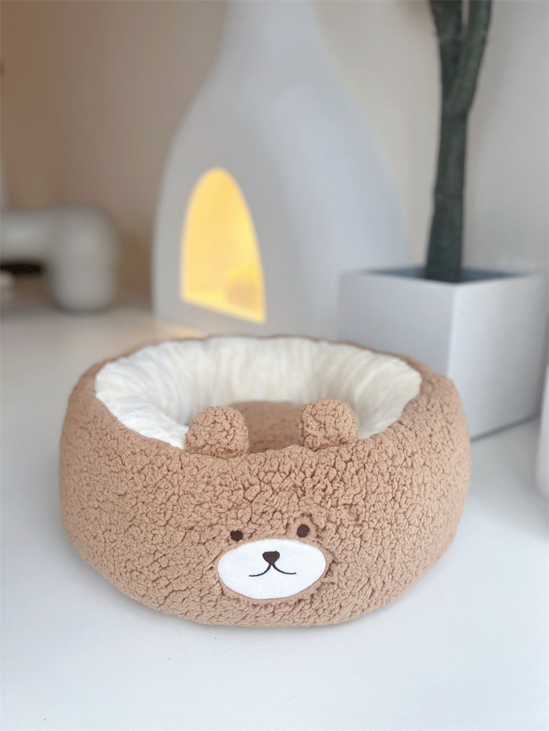 Pet Cartoon Plush Round Four Seasons Universal Nest Bed