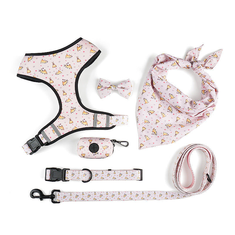 Pet Bow Design Harness With Leash Set